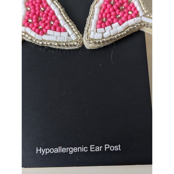 J.Crew JCREW Bead Beaded Martini Earrings Pink Multi Gold Tone Hypoallergenic - Picture 3 of 6